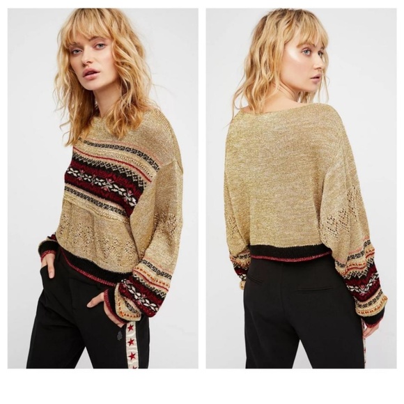 Free People Sweaters - 🆕 Free People Metallic Gold Sweater